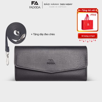 Ví cầm tay có dây đeo chéo Fadoda FVN19 màu đen