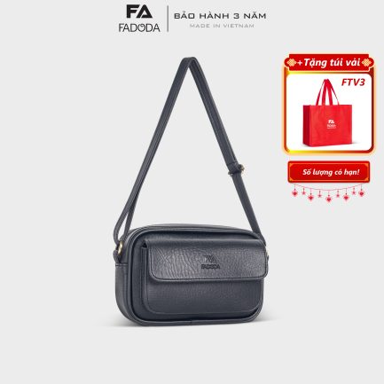 Túi đeo chéo da Unisex dáng ngang FADODA FN11 màu đen