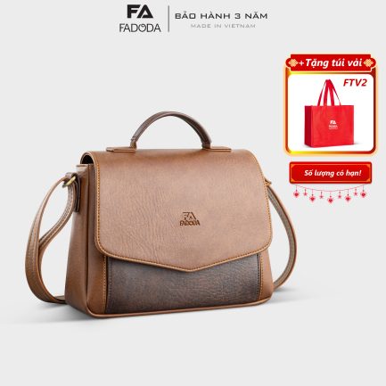 Túi đeo chéo da cao cấp FADODA FN51 màu bò phối nâu