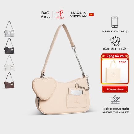 Túi xách đeo vai nữ kèm phụ kiện thời trang PETLA LN16 màu kem