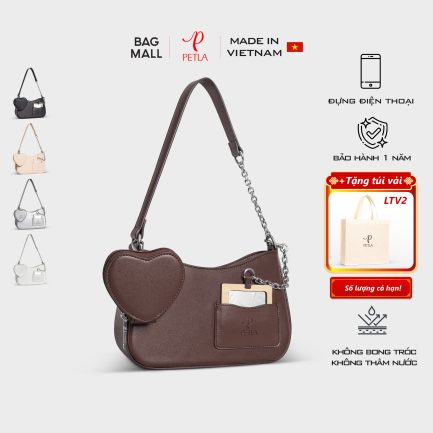 Túi xách đeo vai nữ kèm phụ kiện thời trang PETLA LN16 màu nâu