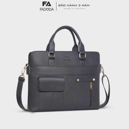 Cặp da công sở unisex nhiều ngăn đa năng FADODA FCD308 màu đen