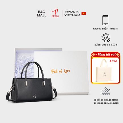 Túi xách nữ mini form hộp Petla LN25 màu đen