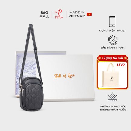 Túi nữ mini đeo chéo đựng điện thoại from hộp PETLA LN37 màu đen