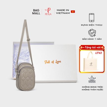 Túi nữ mini đeo chéo đựng điện thoại from hộp PETLA LN37 màu xám ghi