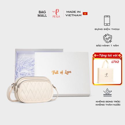 Túi đeo chéo đựng điện thoại dáng ngang from hộp  LN39 màu trắng sữa