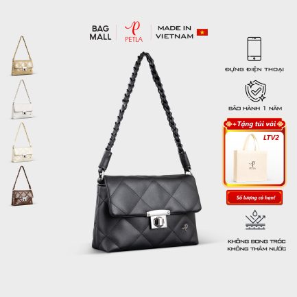 Túi đeo vai nữ dây đan cá tính Petla LN28 màu đen