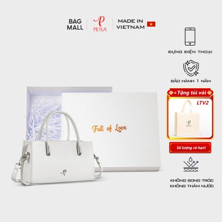 Túi xách nữ mini form hộp Petla LN25 màu trắng