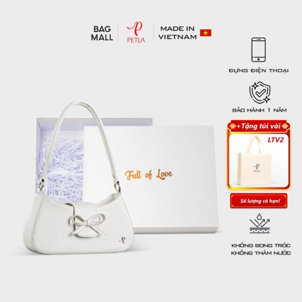 Bộ quà tặng túi đeo vai nữ sang trọng PETLA LN29 màu trắng