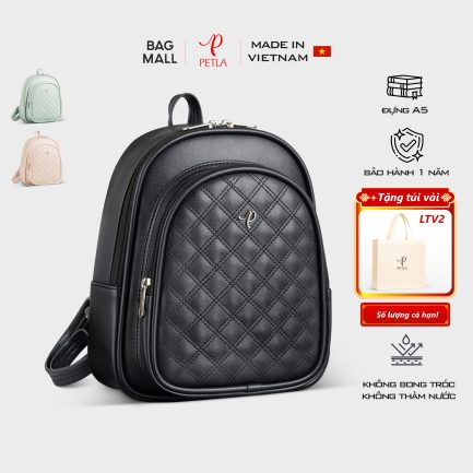 Balo da nữ đi học đi chơi thời trang PETLA LBA6 màu đen