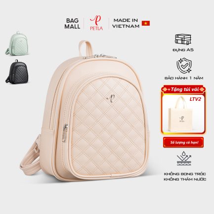Balo da nữ đi học đi chơi thời trang PETLA LBA6 màu kem