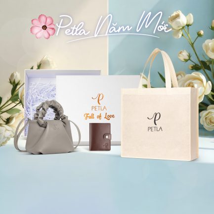 Combo quà tặng túi xách thời trang nữ PETLA LN03 màu xám ghi