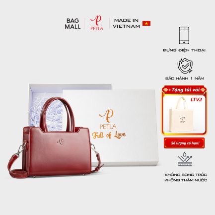Túi xách nữ mini form hộp sang trọng PETLA LN20 màu đỏ