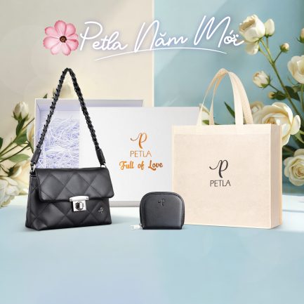 Combo túi nữ đeo vai thời trang sang trọng Petla LN28 màu đen