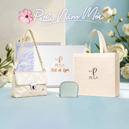Combo túi nữ đeo vai thời trang sang trọng Petla LN28 màu kem sữa