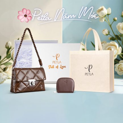 Combo túi nữ đeo vai thời trang sang trọng Petla LN28 màu nâu