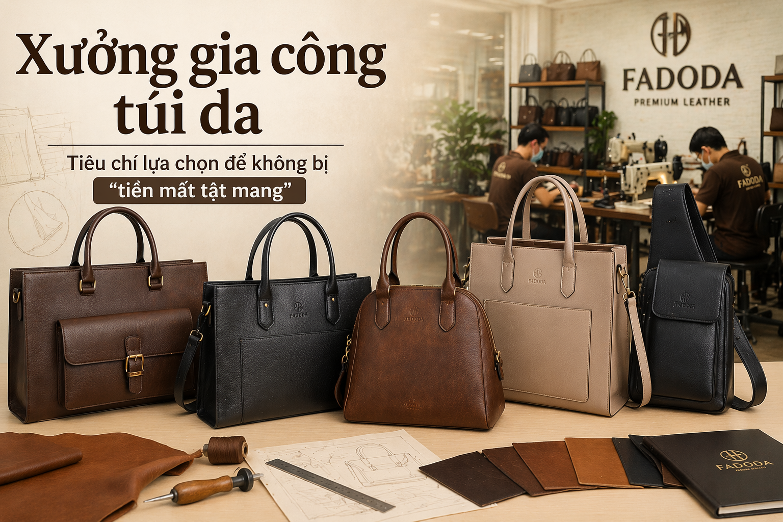 Xưởng gia công túi da – Tiêu chí lựa chọn để không bị “tiền mất tật mang”