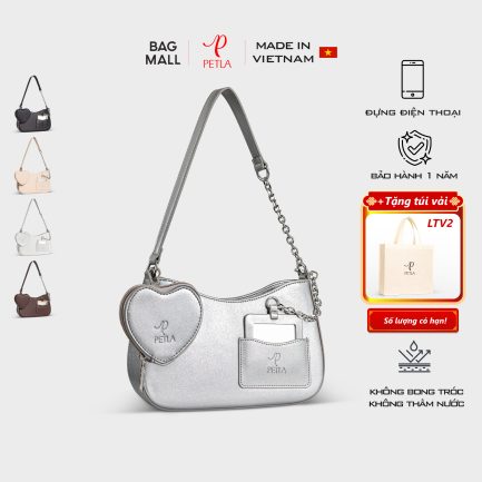 Túi xách đeo vai nữ kèm phụ kiện thời trang PETLA LN16 màu bạc