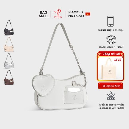 Túi xách đeo vai nữ kèm phụ kiện thời trang PETLA LN16 màu trắng