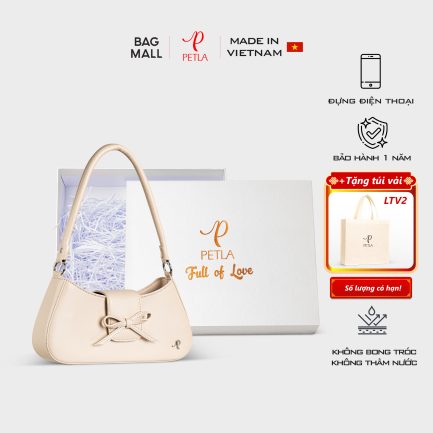 Bộ quà tặng túi đeo vai nữ sang trọng PETLA LN29 màu kem