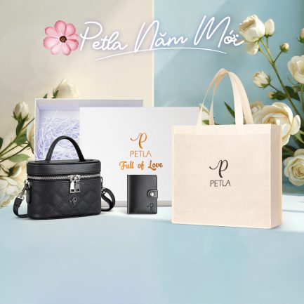 Combo quà tặng túi xách nữ sang trọng trẻ trung PETLA LN30 màu đen