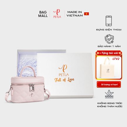Bộ quà tặng túi hộp xách tay kèm dây đeo chéo PETLA LN30 màu hồng