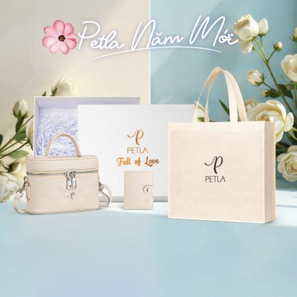 Combo quà tặng túi xách nữ sang trọng trẻ trung PETLA LN30 màu kem