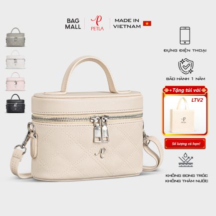 Túi hộp xách tay kèm dây đeo chéo PETLA LN30 màu kem