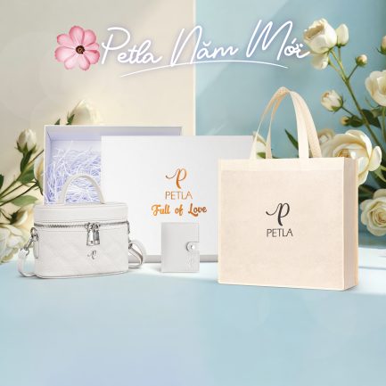 Combo quà tặng túi xách nữ sang trọng trẻ trung PETLA LN30 màu trắng sữa