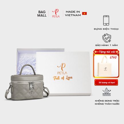 Bộ quà tặng túi hộp xách tay kèm dây đeo chéo PETLA LN30 màu xám ghi