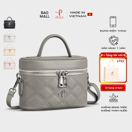 Túi hộp xách tay kèm dây đeo chéo PETLA LN30 màu xám ghi