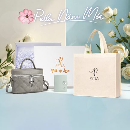 Combo quà tặng túi xách nữ sang trọng trẻ trung PETLA LN30 màu xám ghi