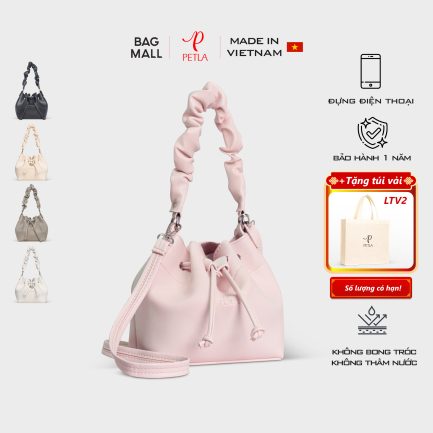 Túi đeo chéo da nữ dây rút Petla LN09 màu hồng